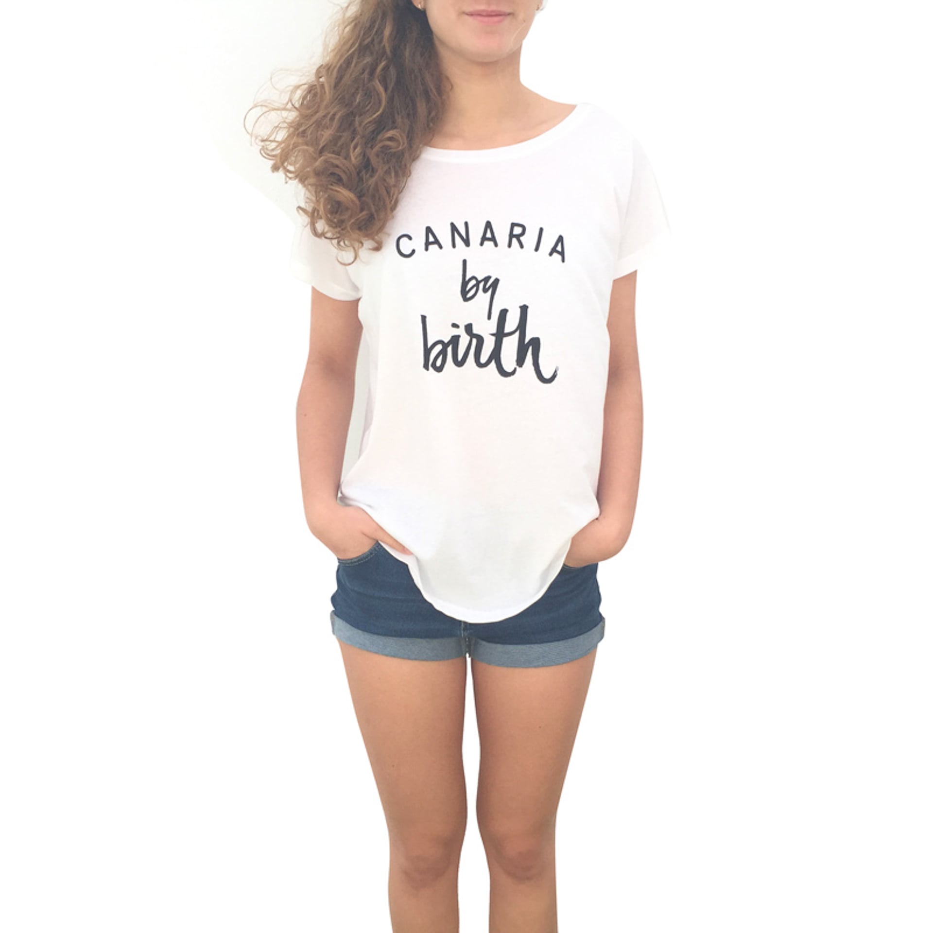 Canaria_by_birth-woman-white-model-tshirt